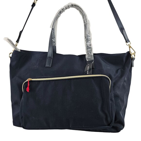 Estée Lauder Tote Bag Recycled Material Navy Blue Adjustable Shoulder Strap NWT - Picture 2 of 6